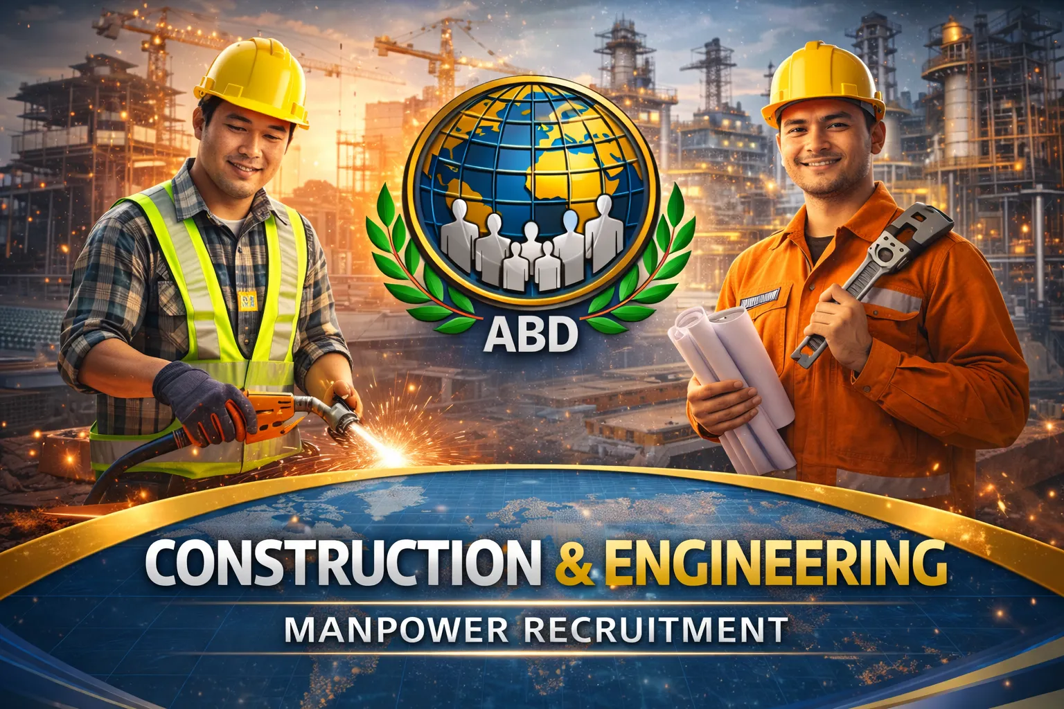 Construction and engineering recruitment supported by ABD Overseas Manpower Corporation