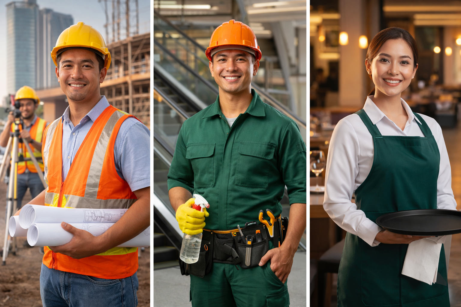 Filipino workers supporting construction, facilities management, and service operations in Qatar