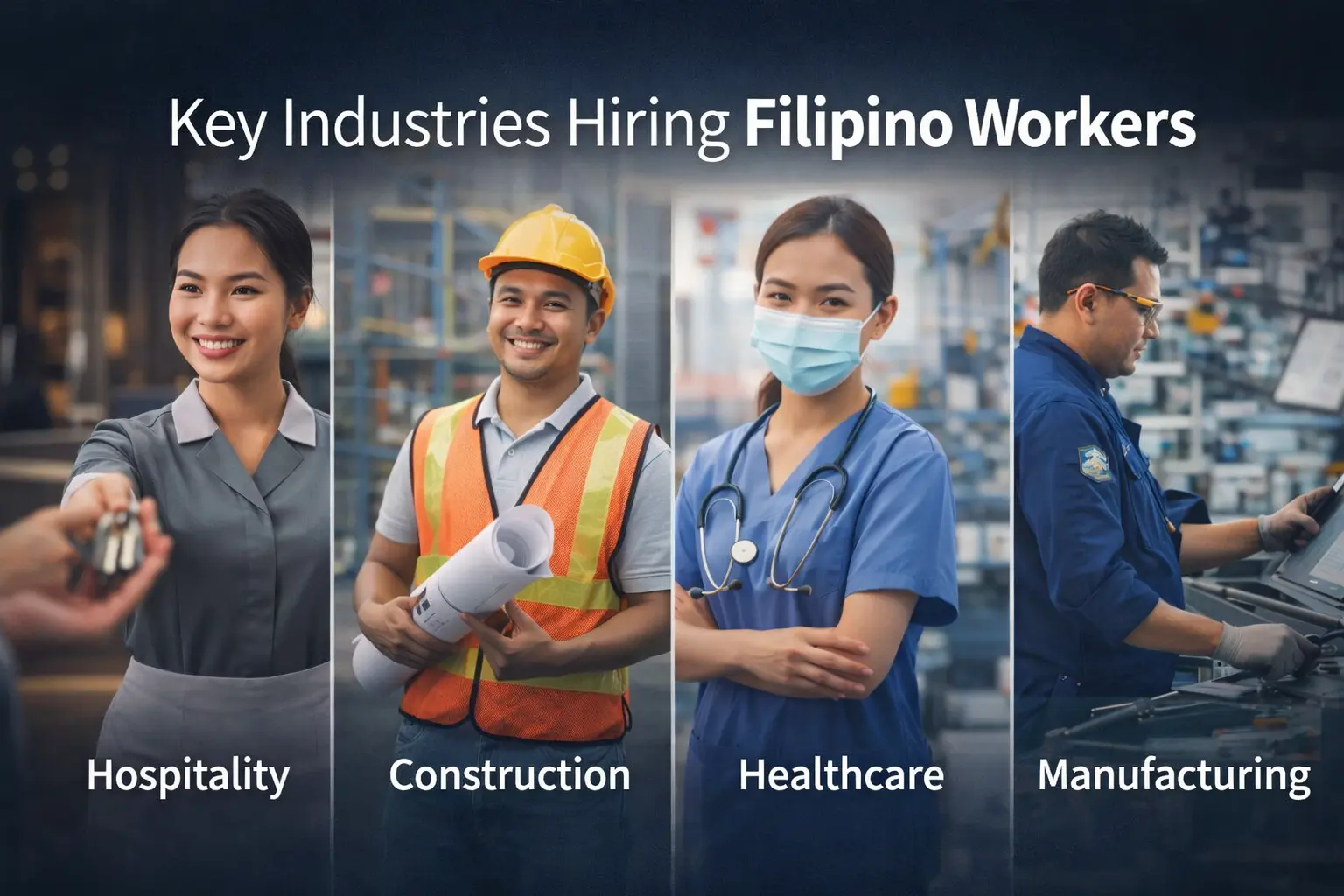 Industries That Commonly Hire Filipino Workers across hospitality, construction, healthcare, manufacturing, logistics, and support services