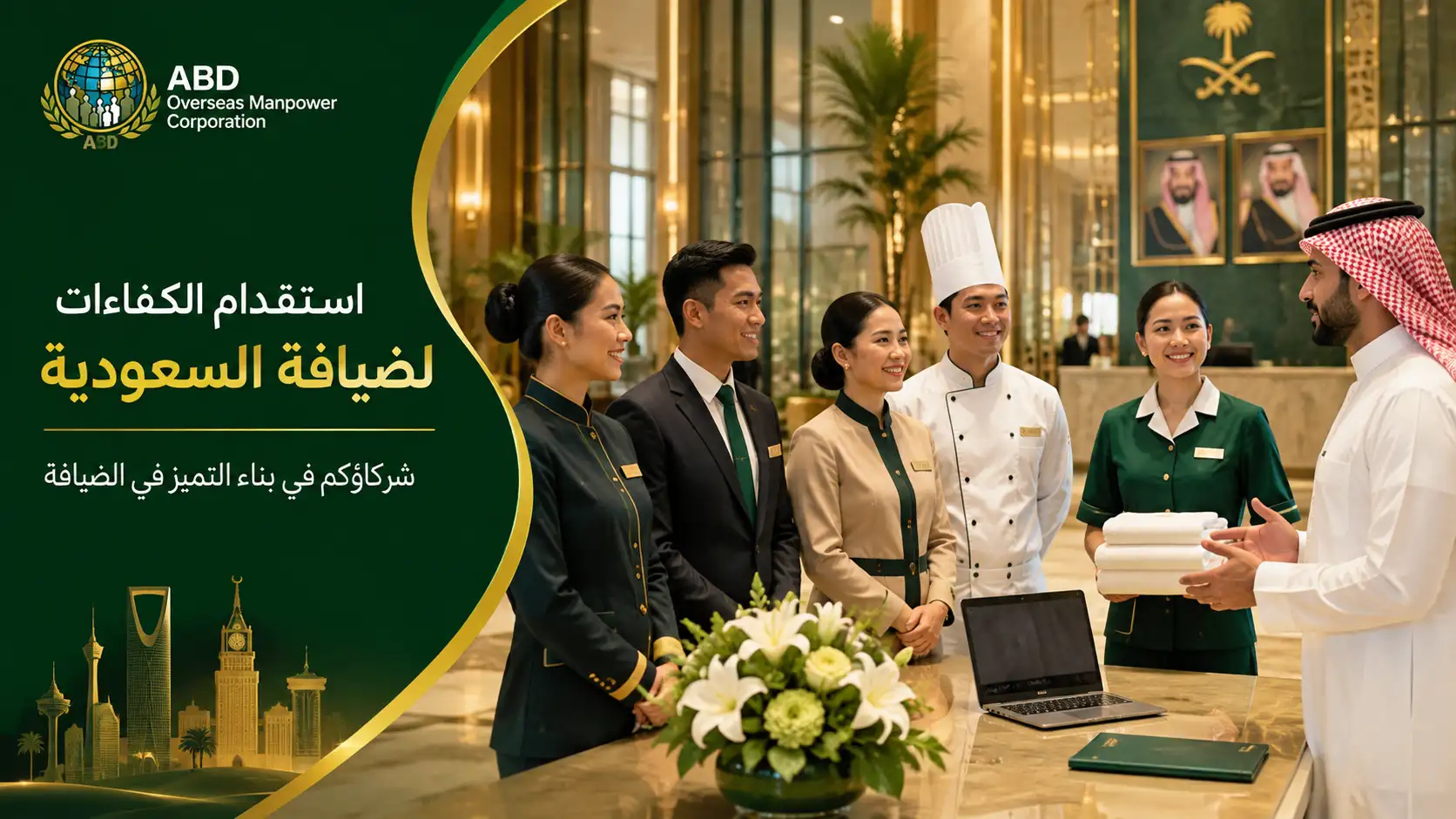 استقدام كوادر ضيافة فلبينية للفنادق والمنتجعات والمطاعم في السعودية