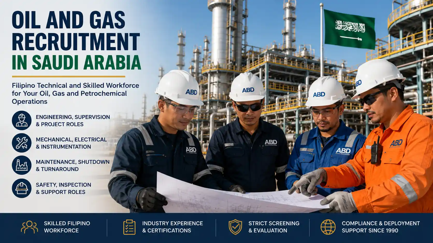 Oil and gas recruitment in Saudi Arabia for engineering, maintenance, fabrication and technical workforce requirements