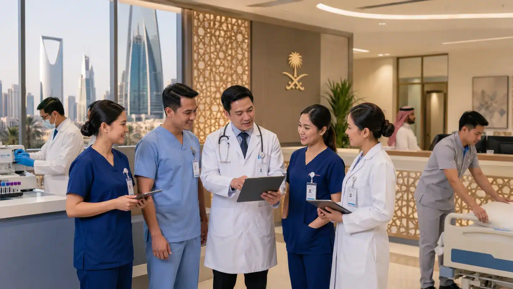 Saudi healthcare employer and ABD reviewing Filipino clinical departments, qualifications, headcount and recruitment records