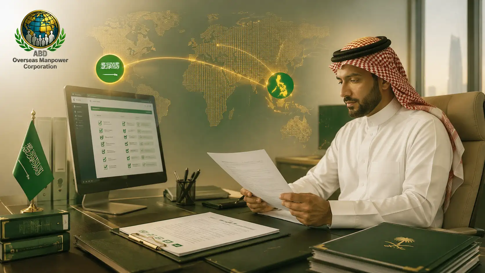 صاحب عمل سعودي يراجع متطلبات استقدام العمالة المهنية من الفلبين