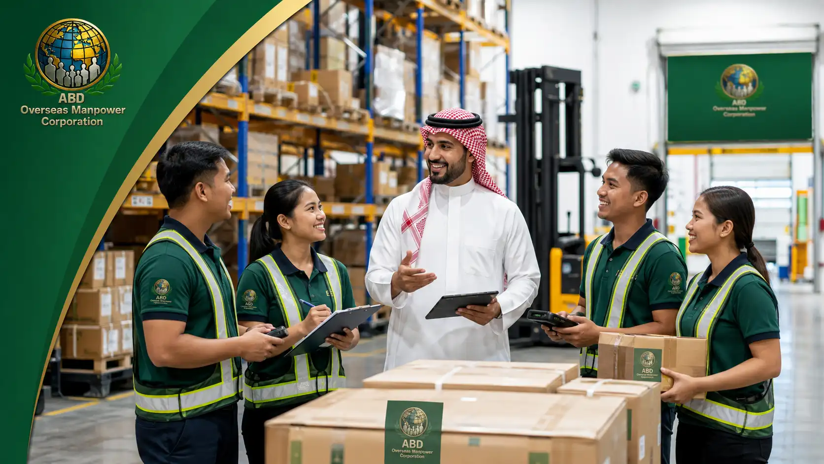 Saudi warehouse employer coordinating Filipino warehouse workforce staffing with ABD Overseas Manpower